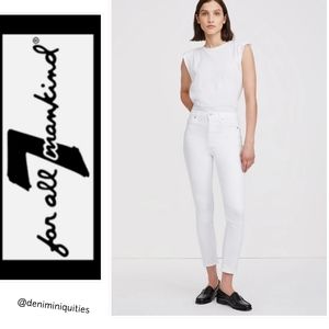 7FAMK Slim Illusion Distressed Skinny Jeans in Luxe White